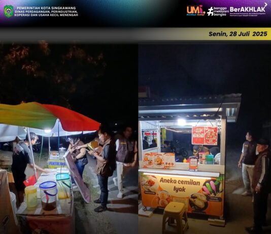 Staf bidang perdagangan yang dipimpin langsung oleh Kepala Bidang Perdagangan melakukan kegiatan Pendataan dan Pembinaan PKL di Jl. Jenderal Sudirman Tanggal 28 Juni 2025 pukul 19.00 WIB s.d selesai